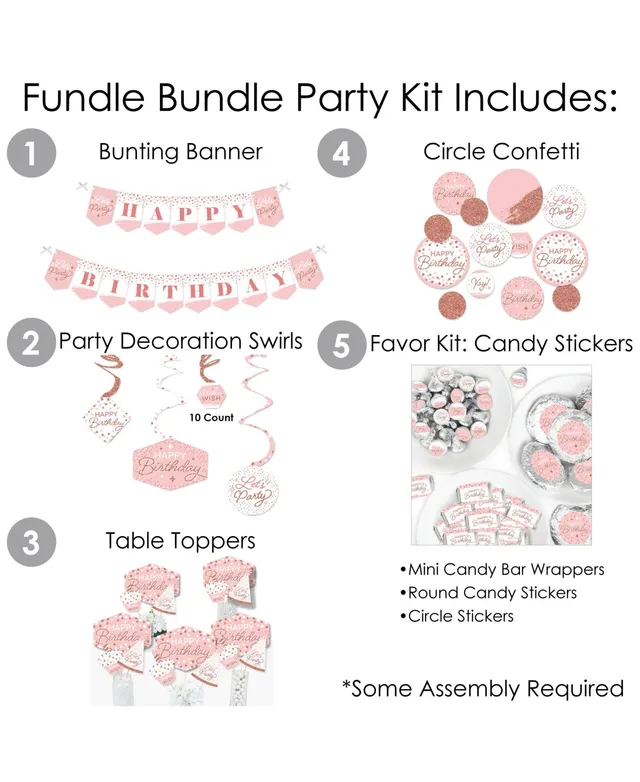 Rose Gold Birthday Girl Glitter Accessory Bundle