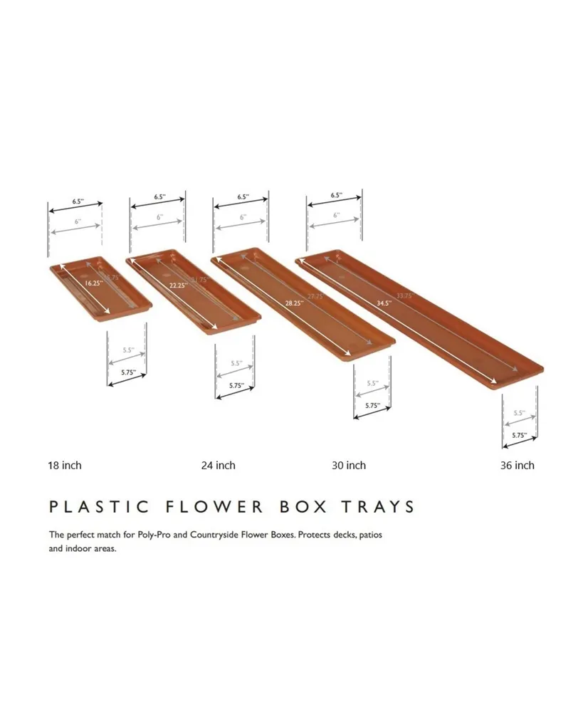 Novelty Countryside Plastic Flower Box Tray, Terracotta Color, 36-Inch