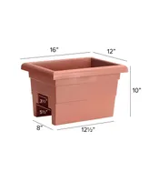 Novelty Countryside Rail Planter Square 26165 Terra Cotta 16 Inch