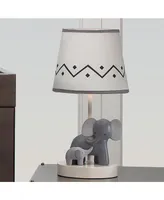 Lambs & Ivy Me & Mama White/Gray Elephant Nursery Lamp with Shade & Bulb