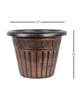 Garden Elements Outdoor Dragon Banded Plastic Planter Bronze 13 Inches