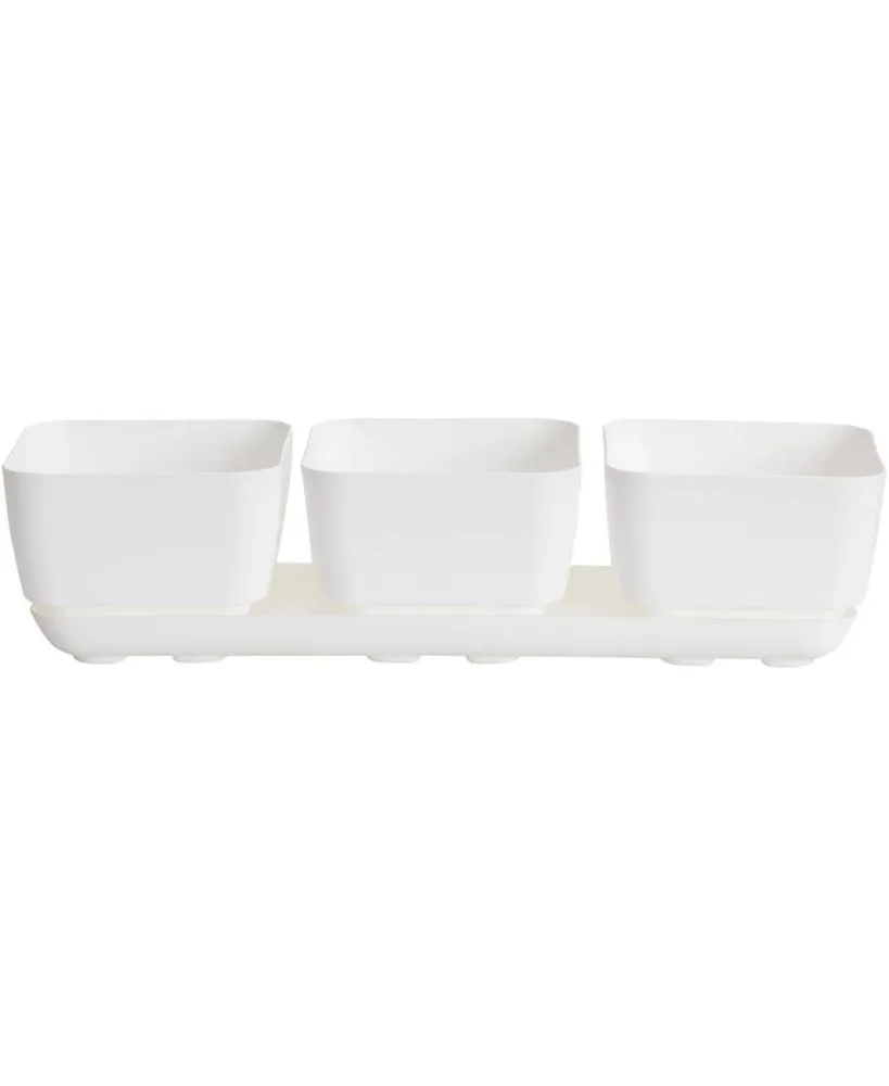 Novelty 10012 Herb & Succulent Trio Planter/Plastic Flower Pot, White, 12"