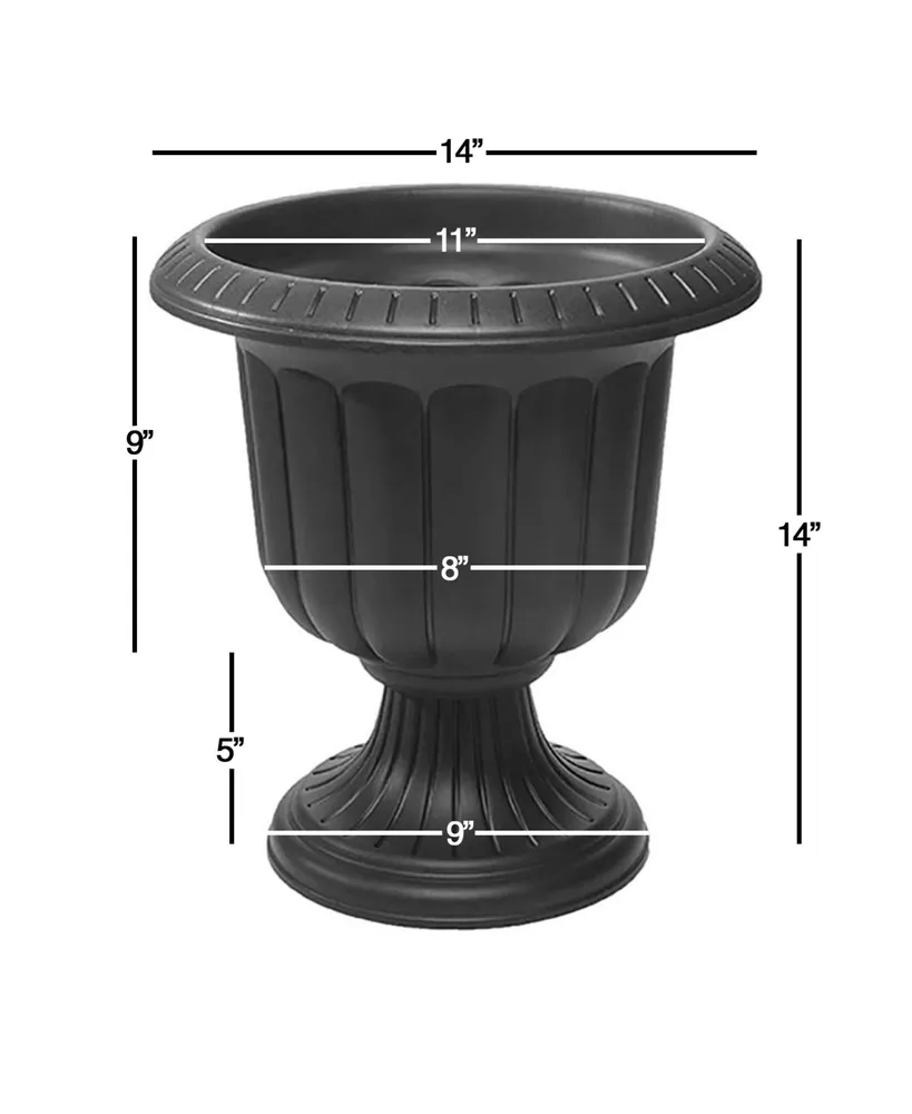 Novelty Outdoor Classic Urn, Flower Planter/Pot, Plastic, Black, 14" (Pack of 1)