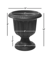Novelty Outdoor Classic Urn, Flower Planter/Pot, Plastic, Black, 14" (Pack of 1)