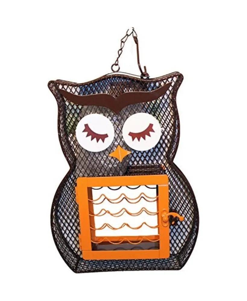 Heath Owl Design Metal Mesh Dual Seed and Suet Bird Feeder