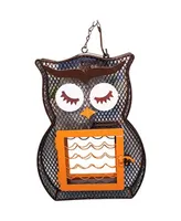 Heath Owl Design Metal Mesh Dual Seed and Suet Bird Feeder