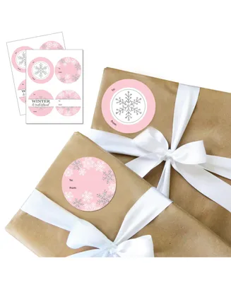 Pink Winter Wonderland Birthday & Shower To & From Gift Tags Large Stickers 8 Ct