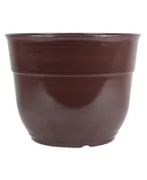 Garden Elements Glazed Brushed Happy Large Plastic Planter Dark 15 Inch