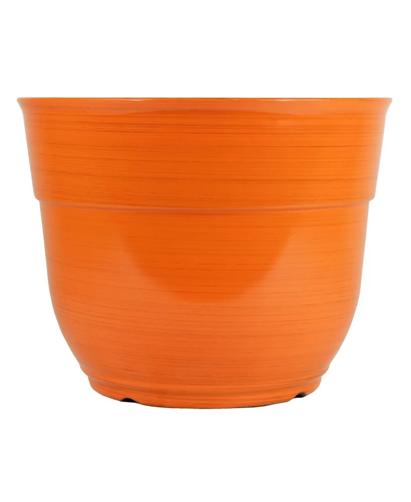 Garden Elements Glazed Brushed Happy Large Plastic Planter Bright 15 Inch
