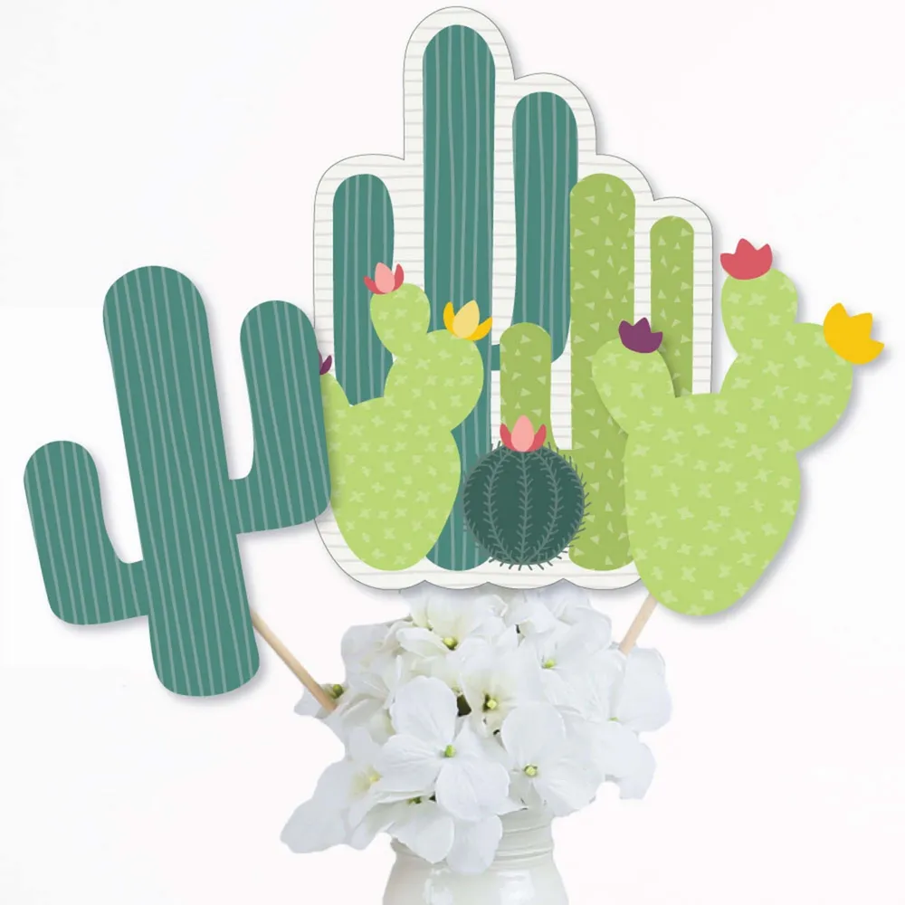 Prickly Cactus Party - Fiesta Party Centerpiece Sticks - Table Toppers-Set of 15