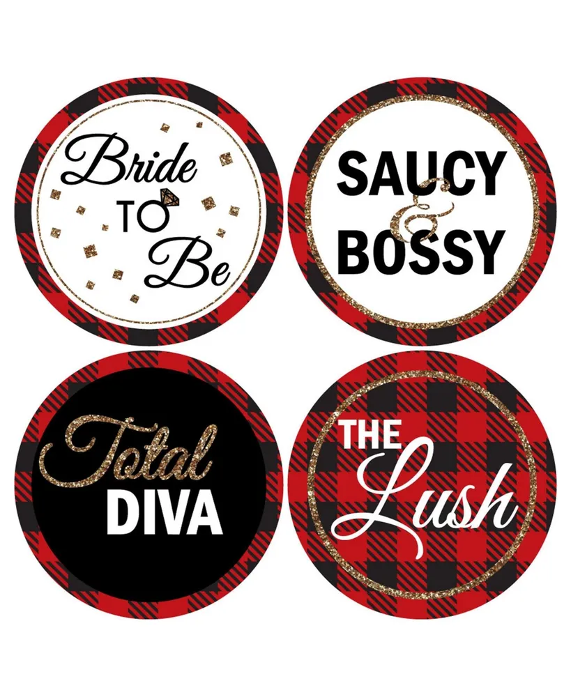 Flannel Fling Before the Ring - Plaid Bachelorette Badges Sticker Set of 12