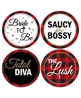 Flannel Fling Before the Ring - Plaid Bachelorette Badges Sticker Set of 12