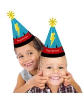 Bam Superhero - Cone Happy Birthday Party Hats - Set of 8 (Standard Size)