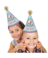 Let's Be Mermaids - Cone Happy Birthday Party Hats - Set of 8 (Standard Size)
