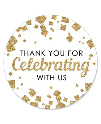 Thank You For Celebrating With Us - Gold - Party Circle Sticker Labels - 24 Ct