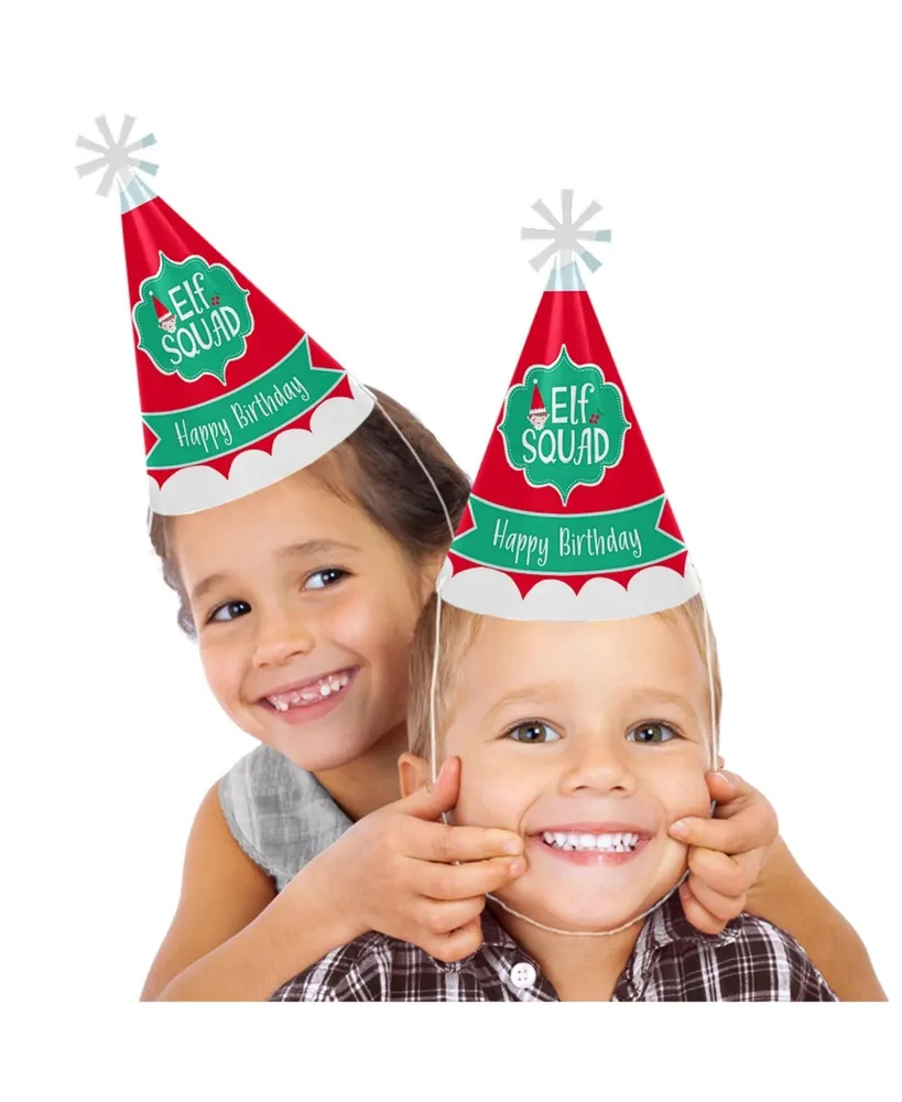 Elf Squad - Cone Happy Birthday Party Hats - Set of 8 (Standard Size)