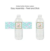 Let's Be Mermaids - Baby Shower or Birthday Water Bottle Sticker Labels - 20 Ct