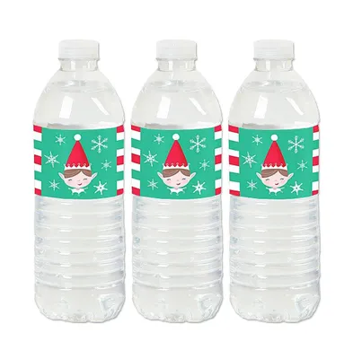 Elf Squad - Kids Christmas or Birthday Party Water Bottle Sticker Labels - 20 Ct
