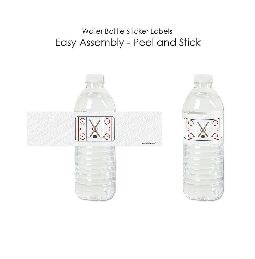 Shoots and Scores - Hockey - Party Water Bottle Sticker Labels - 20 Ct