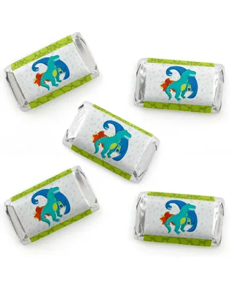 Roar Dinosaur - Mini Candy Bar Wrapper Stickers - T-Rex Party Small Favors 40 Ct