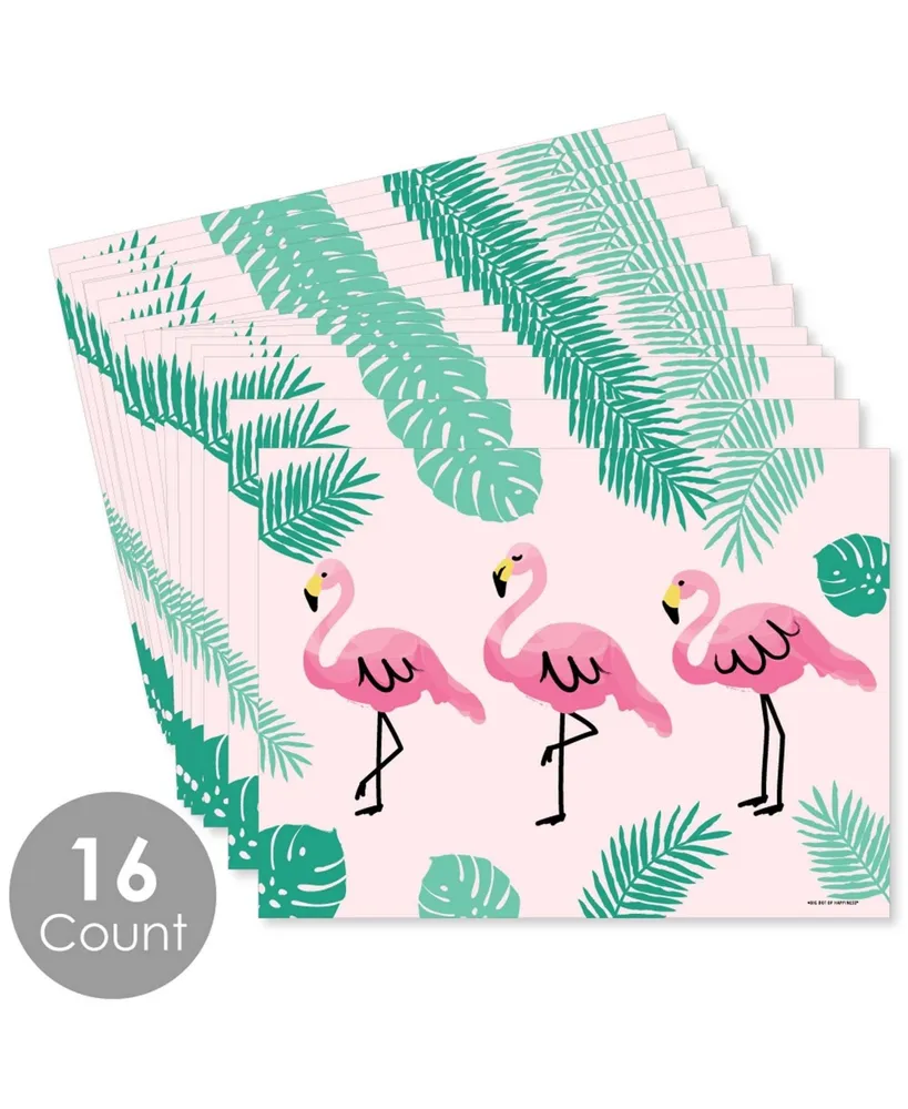 Pink Flamingo - Party Table Decorations - Tropical Summer Party Placemats 16 Ct