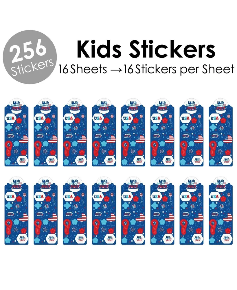 Firecracker 4th of July - Party Favor Kids Stickers - 16 Sheets - 256 Stickers