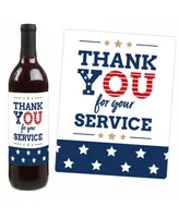 Happy Veterans Day - Patriotic Decor - Wine Bottle Label Stickers - 4 Ct