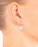 Giani Bernini Gray and Pink Crystal (0.35 ct.t.w) Filigree Heart Drop Earrings in Sterling Silver