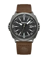 Timberland Men's Williston Three Date Hand Brown Genuine Leather Strap Watch, 44mm