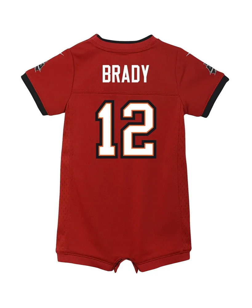 Boys and Girls Newborn Infant Nike Tom Brady Red Tampa Bay Buccaneers Game Romper Jersey