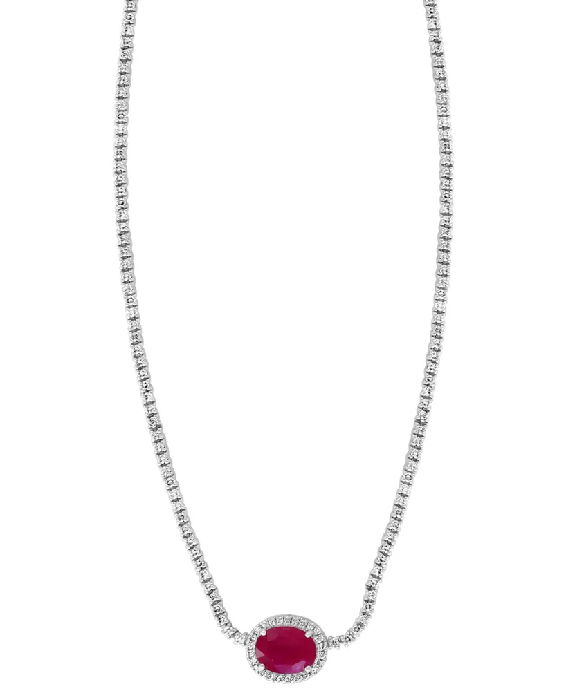 Effy Ruby (1-7/8 ct. t.w.) & Diamond (2-1/2 ct. t.w.) 18" Collar Necklace in 14k White Gold