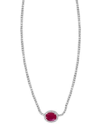 Effy Ruby (1-7/8 ct. t.w.) & Diamond (2-1/2 ct. t.w.) 18" Collar Necklace in 14k White Gold