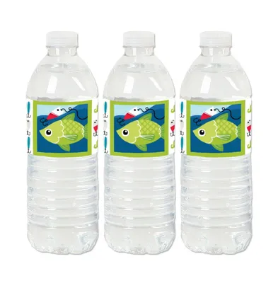 Let's Go Fishing - Fish Water Bottle Sticker Labels - 20 Ct