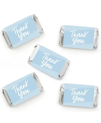 Dusty Blue Elegantly Simple - Mini Candy Bar Wrapper Stickers Small Favors 40 Ct