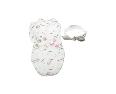 embe Baby Girls Headband And Starter Swaddle Original Bundle