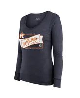 Women's Majestic Threads Navy Houston Astros 2022 American League Champions Tri-Blend Long Sleeve Scoop Neck T-shirt