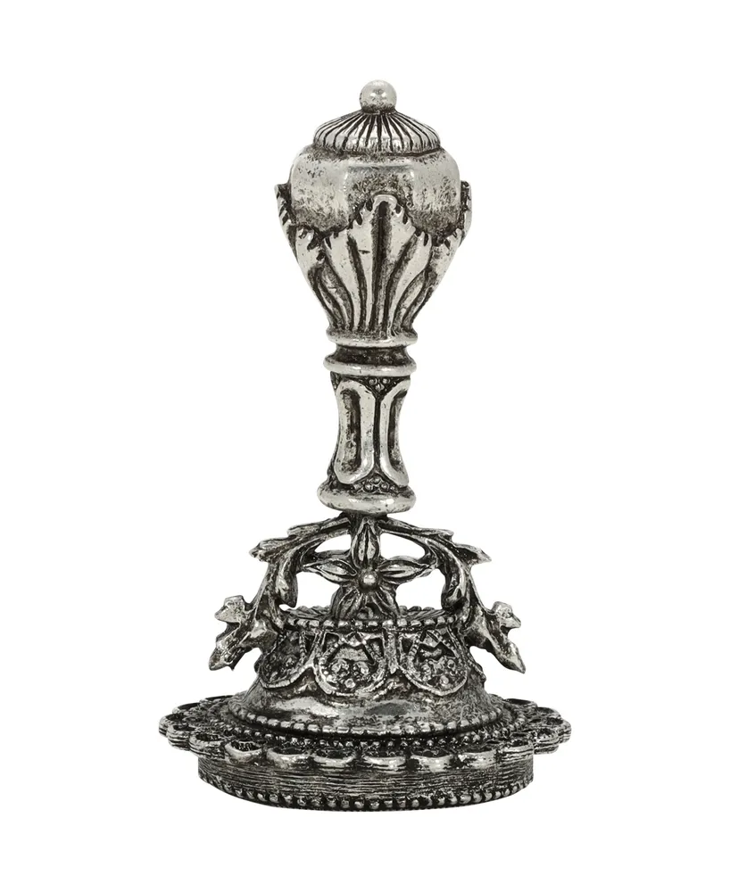 2028 Women's Silver-Tone Crown Shaped Handle Flower and Vase Wax Stamp