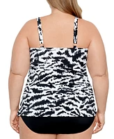 Swim Solutions Plus Size Tummy Control Triple Tier Fauxkini, Created For Macy's