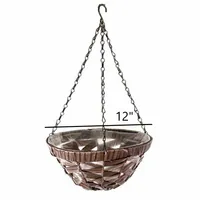 Gardener's Select Woven Plastic Wicker Hanging Basket, Coffee Wicker