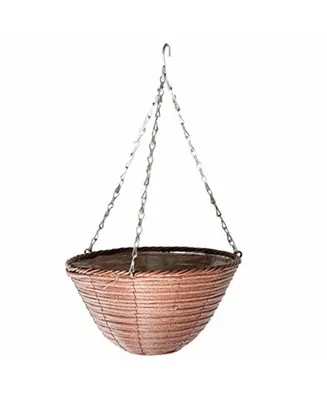 Gardener's Select GSARA3627 Woven Plastic Rattan Hanging Basket, Rusty