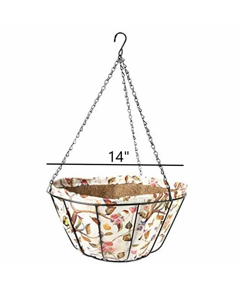 Gardener's Select Hanging Basket with floral print coco liner, 14