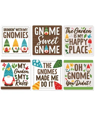 Garden Gnomes - Funny Forest Gnome Party Decorations - Drink Coasters - Set of 6
