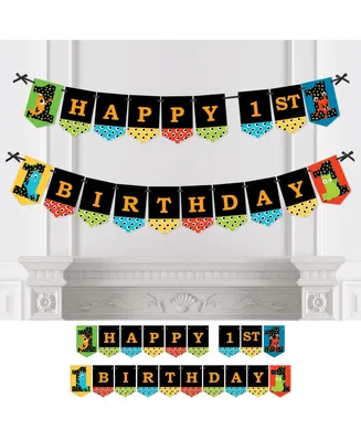 1st Birthday Monster Bash - Bunting Banner Party Decor - Happy 1st Birthday
