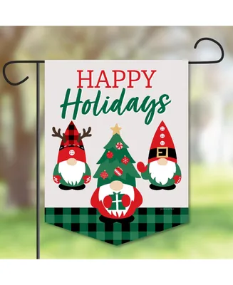 Red and Green Holiday Gnomes - Outdoor Decor Double-Sided Garden Flag 12x15.25"