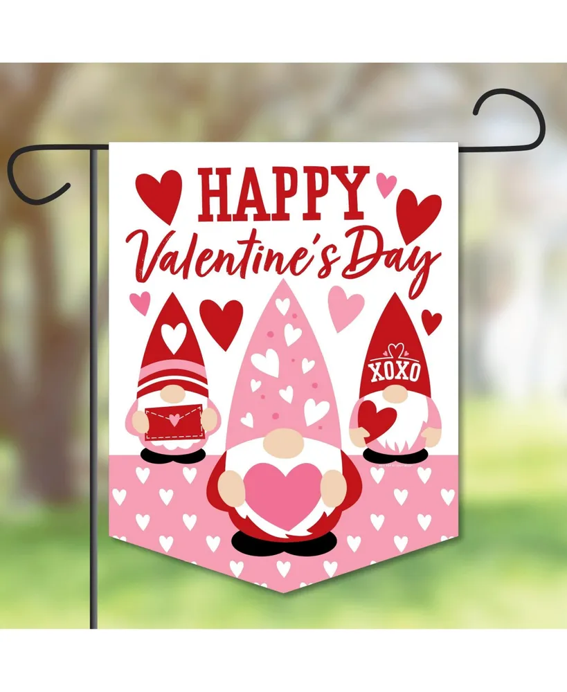 Valentine Gnomes - Outdoor Home Decor - Double-Sided Garden Flag - 12 x 15.25"