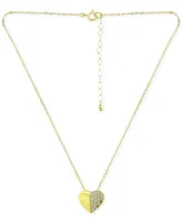 Giani Bernini Cubic Zirconia Pave Heart Pendant Necklace in 18k Gold-Plated Sterling Silver, 16" + 2" extender, Created for Macy's