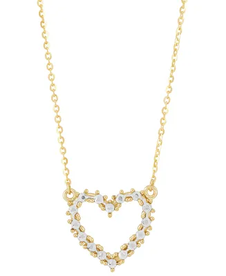 Open Heart Diamond Cut Pendant Necklace in 10k Two-Tone Gold, 16" + 2" extender