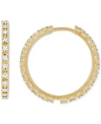 Huggie Small Hoop Earrings in 10k Two-Tone Gold, 1"