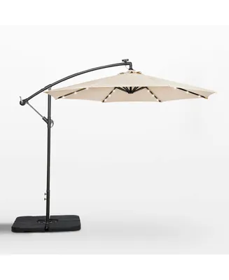 WestinTrends 10 Ft Outdoor Solar Led Cantilever Umbrella with Base Weights
