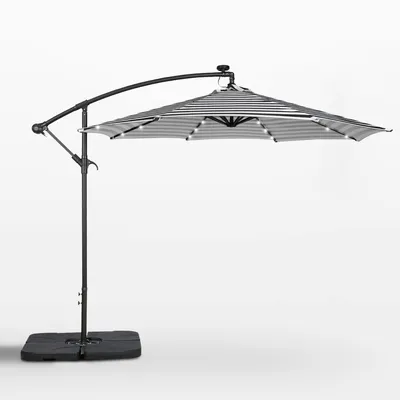10 Ft Outdoor Solar Led Cantilever Umbrella with Base Weights